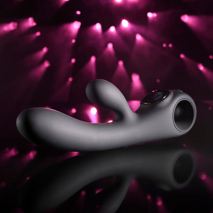 Evolved BLACK MAGIC - Black 20 cm USB Rechargeable Rabbit Vibrator with LED Screen Evolved