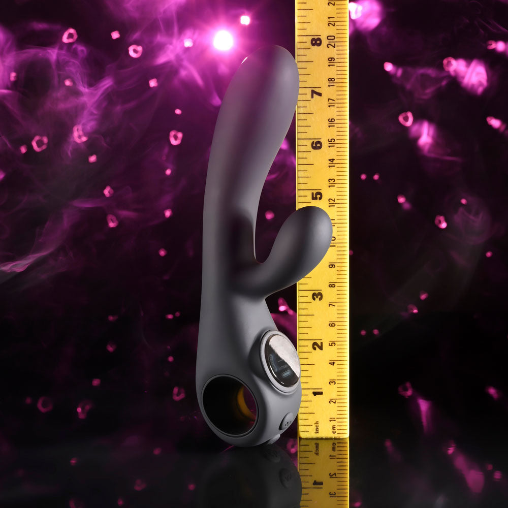 Evolved BLACK MAGIC - Black 20 cm USB Rechargeable Rabbit Vibrator with LED Screen Evolved