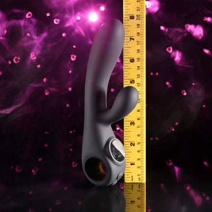 Evolved BLACK MAGIC - Black 20 cm USB Rechargeable Rabbit Vibrator with LED Screen Evolved