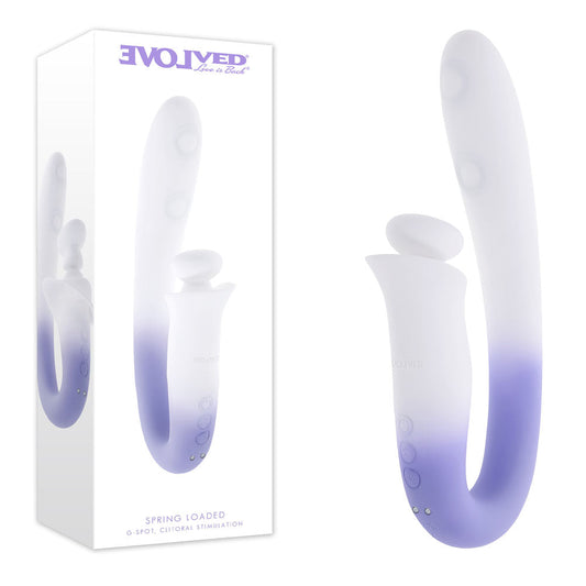 Evolved SPRING LOADED - White/Purple 23 cm USB Rechargeable Multi-Tapping Vibrator Evolved