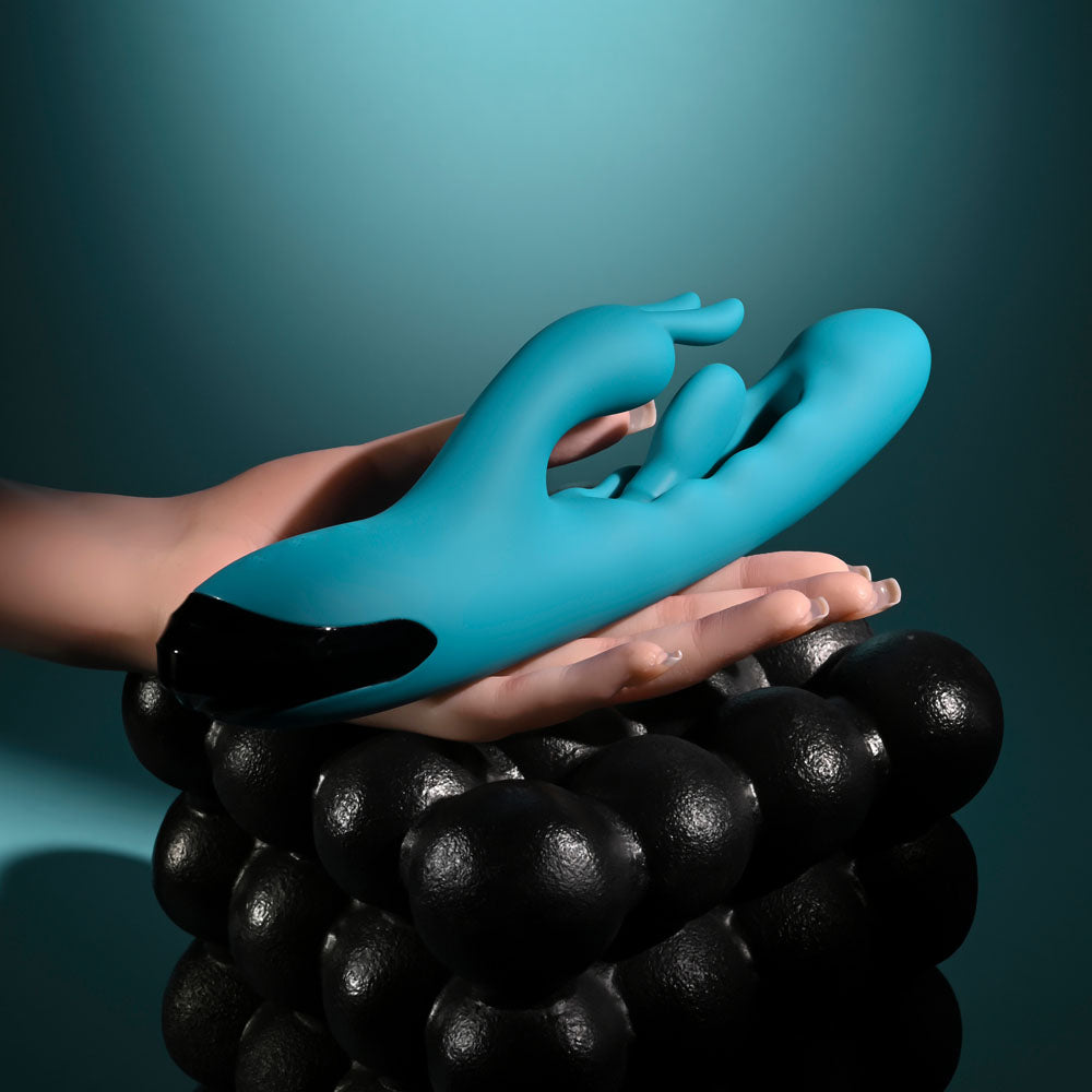 Evolved BUNNY TAPPER - Blue 20 cm USB Rechargeable Rabbit Vibrator with Flicking Shaft Evolved
