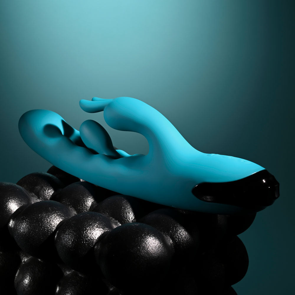 Evolved BUNNY TAPPER - Blue 20 cm USB Rechargeable Rabbit Vibrator with Flicking Shaft Evolved