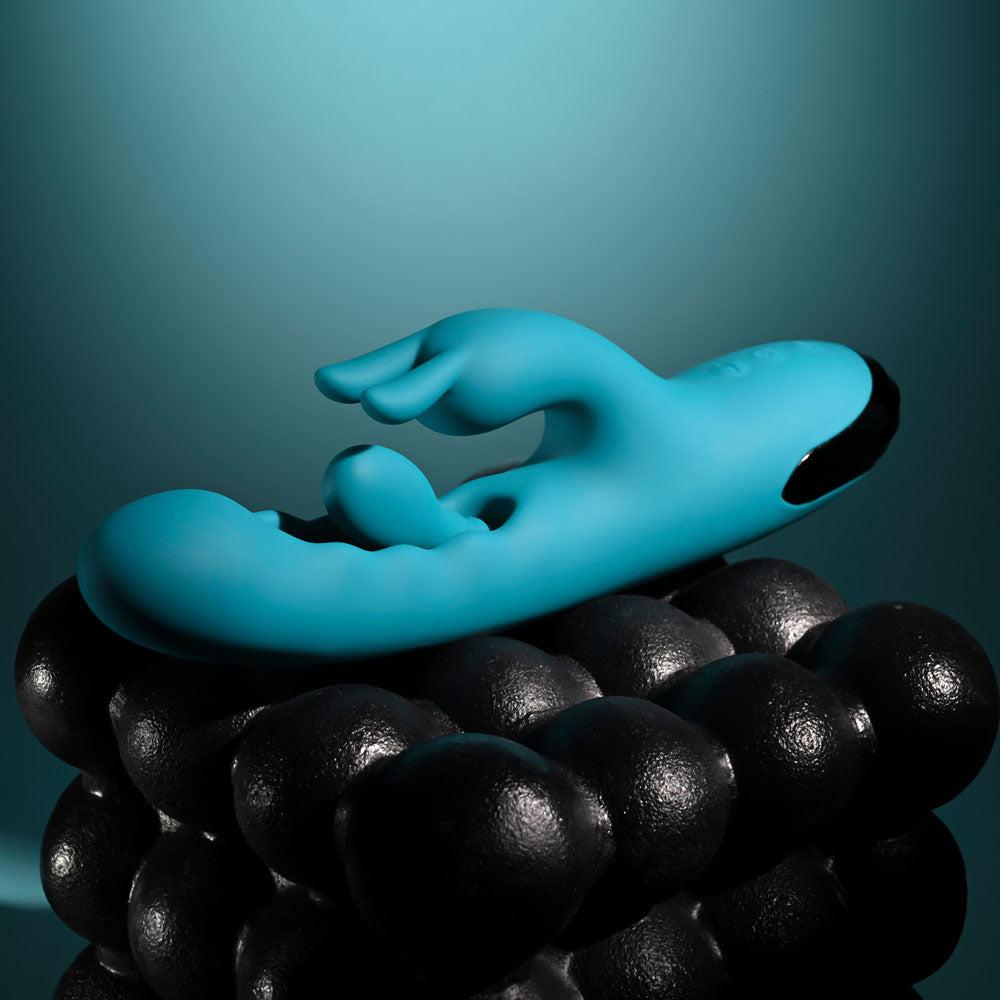 Evolved BUNNY TAPPER - Blue 20 cm USB Rechargeable Rabbit Vibrator with Flicking Shaft Evolved