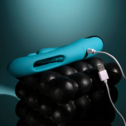 Evolved BUNNY TAPPER - Blue 20 cm USB Rechargeable Rabbit Vibrator with Flicking Shaft Evolved