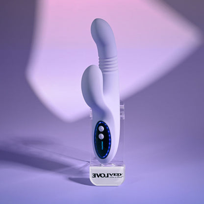 Evolved PEP TALK - Purple 23.3 cm USB Rechargeable Thrusting Vibrator with Tapping Clitoral Stimulator Evolved