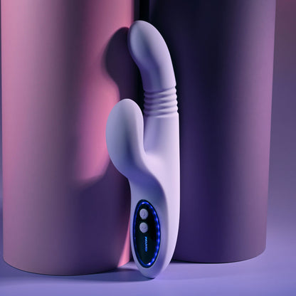 Evolved PEP TALK - Purple 23.3 cm USB Rechargeable Thrusting Vibrator with Tapping Clitoral Stimulator Evolved