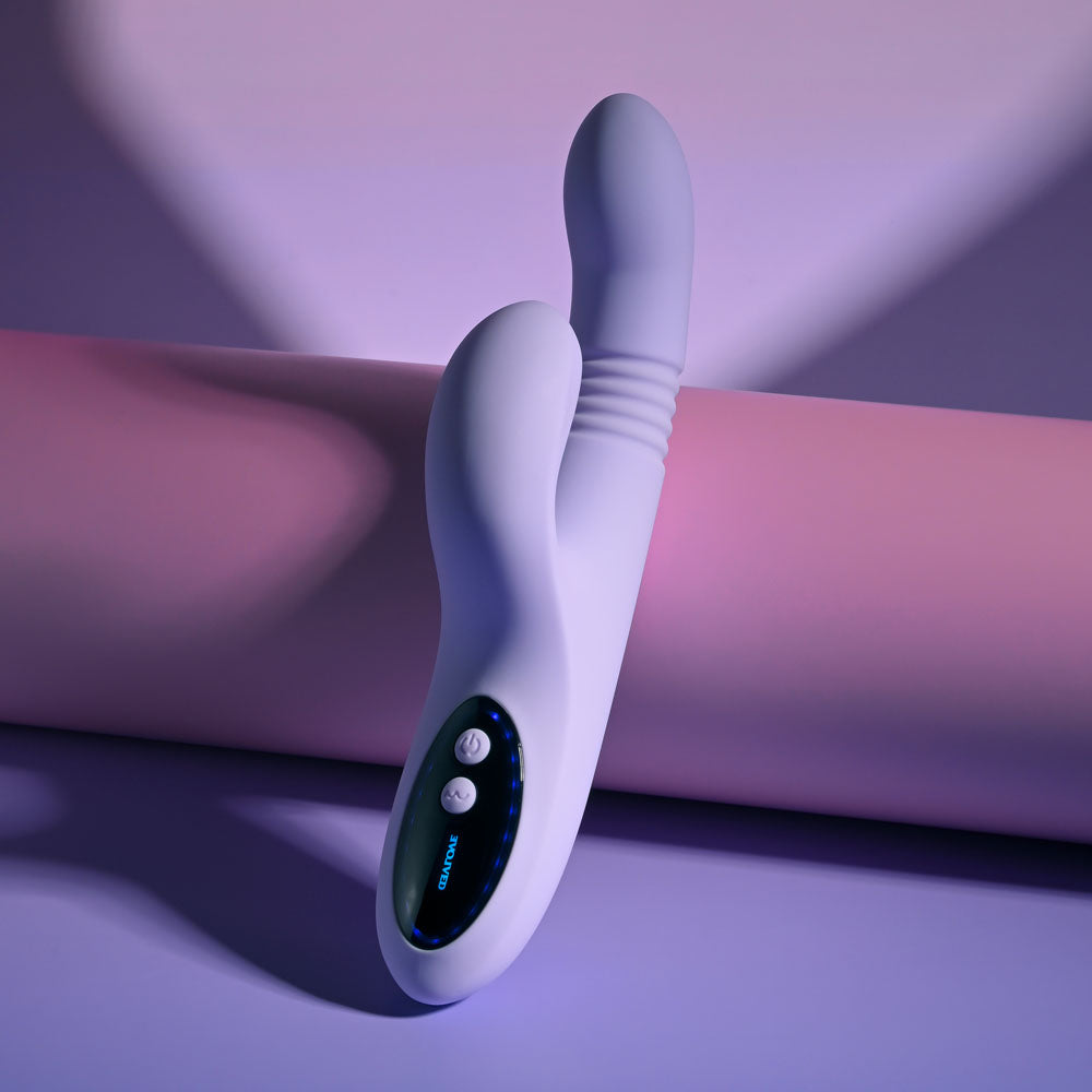 Evolved PEP TALK - Purple 23.3 cm USB Rechargeable Thrusting Vibrator with Tapping Clitoral Stimulator Evolved