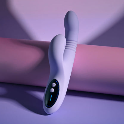 Evolved PEP TALK - Purple 23.3 cm USB Rechargeable Thrusting Vibrator with Tapping Clitoral Stimulator Evolved