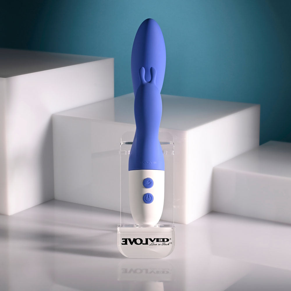Evolved FUNNY BUNNY - Blue 20 cm USB Rechargeable Rabbit Vibrator Evolved