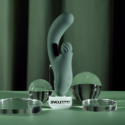 Evolved SPIRAL CHARM - Green 18 cm USB Rechargeable Rabbit Vibrator