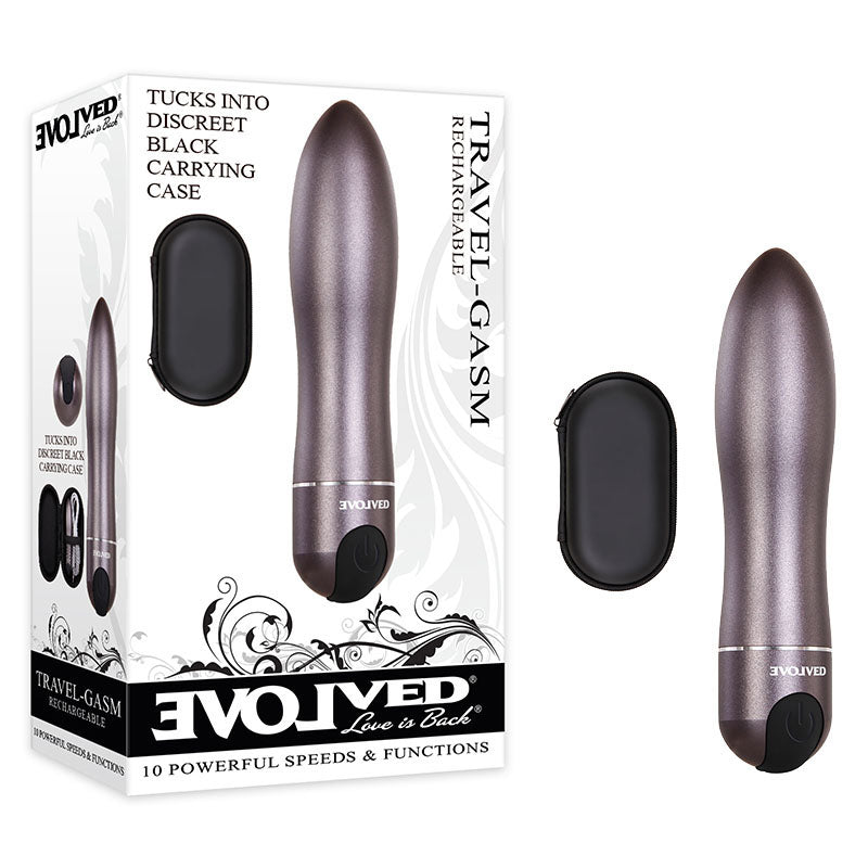 Evolved Travel-Gasm - Gray 9 cm USB Rechargeable Bullet with Travel Case Evolved