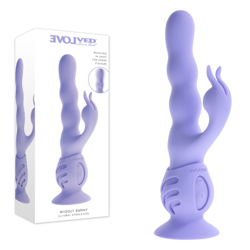 Evolved WIGGLY BUNNY - Purple USB Rechargeable Rabbit Vibrator with Suction Base Evolved