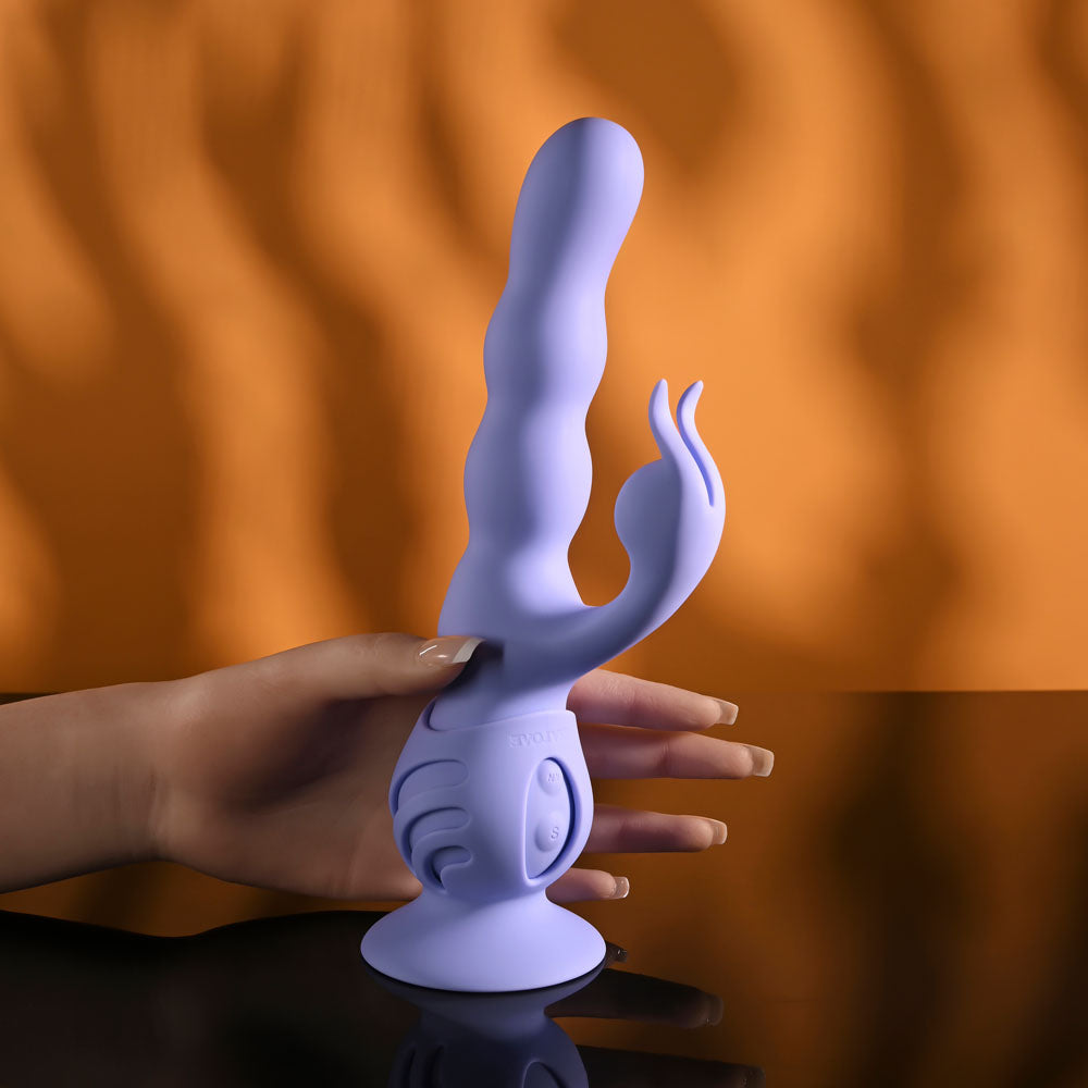 Evolved WIGGLY BUNNY - Purple USB Rechargeable Rabbit Vibrator with Suction Base Evolved