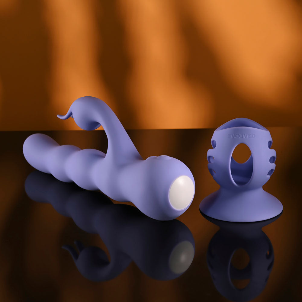 Evolved WIGGLY BUNNY - Purple USB Rechargeable Rabbit Vibrator with Suction Base Evolved