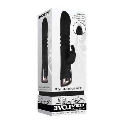 Evolved Rapid Rabbit - Black 25.4 cm USB Rechargeable Thrusting Rabbit Vibrator Evolved