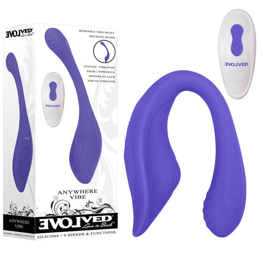 Evolved ANYWHERE VIBE - Purple USB Rechargeable Flexible Vibe with Remote Evolved