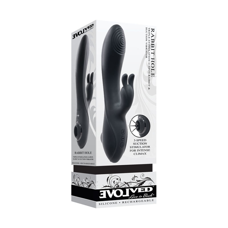Evolved RABBIT HOLE - Black 21.2 cm USB Rechargeable Rabbit Vibrator Evolved
