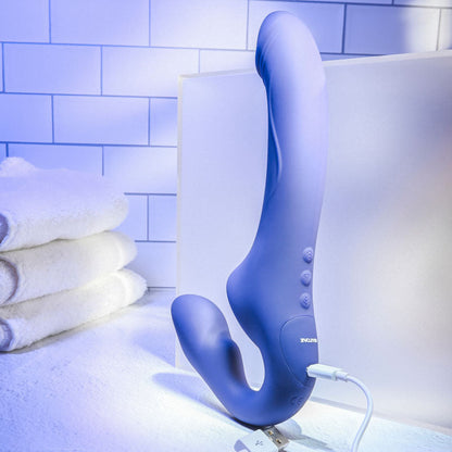 Evolved 2 BECOME 1 - Purple 23.5 cm USB Rechargeable Strapless Strap-On with Remote Evolved