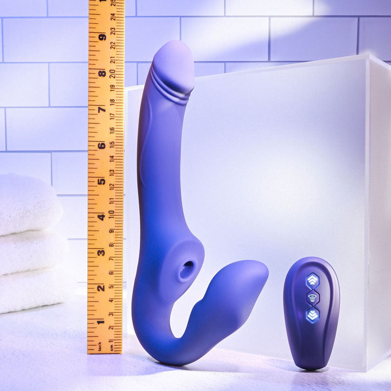 Evolved 2 BECOME 1 - Purple 23.5 cm USB Rechargeable Strapless Strap-On with Remote Evolved