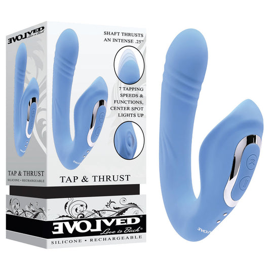 Evolved TAP & THRUST - Blue USB Rechargeable Dual Vibrator Blue - Club X
