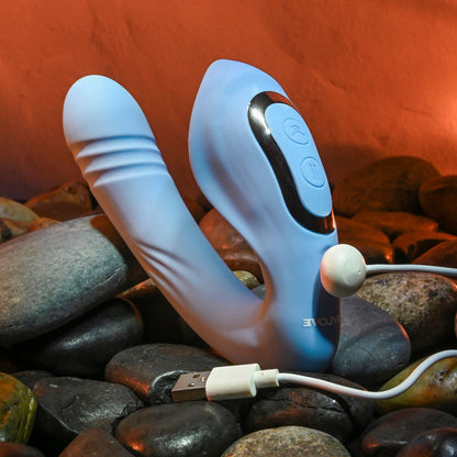 Evolved TAP & THRUST - Blue USB Rechargeable Dual Vibrator Evolved
