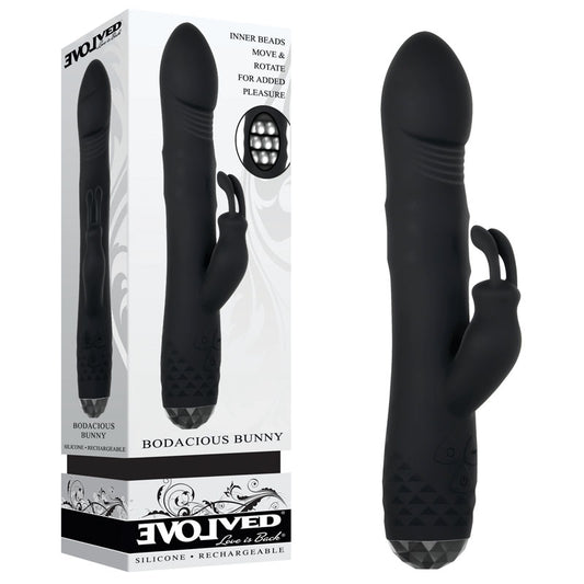 Evolved BODACIOUS BUNNY - Black 22.9 cm USB Rechargeable Rabbit Vibrator Black - Club X