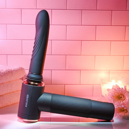 Evolved TOO HOT TO HANDLE - Black USB Rechargeable Thrusting Vibe with Stand Evolved