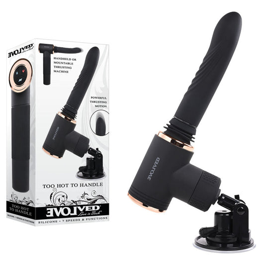 Evolved TOO HOT TO HANDLE - Black USB Rechargeable Thrusting Vibe with Stand Evolved