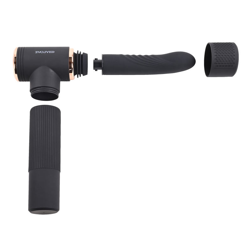 Evolved TOO HOT TO HANDLE - Black USB Rechargeable Thrusting Vibe with Stand Evolved