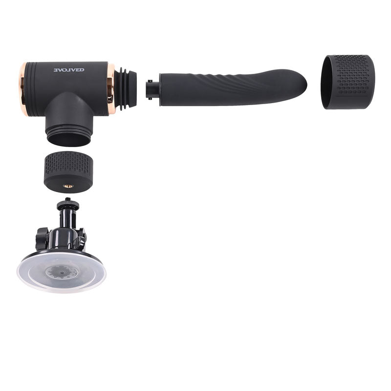 Evolved TOO HOT TO HANDLE - Black USB Rechargeable Thrusting Vibe with Stand Evolved