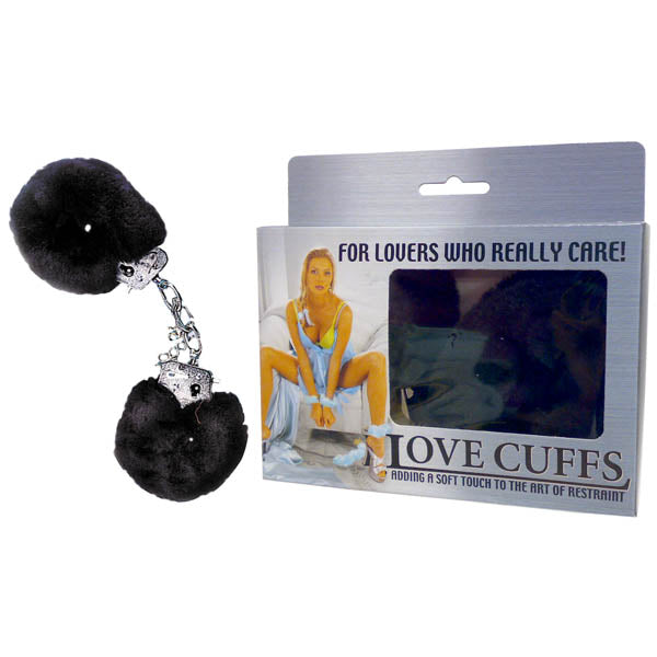 Love Cuffs - Black Fluffy Hand Cuffs Excellent Power