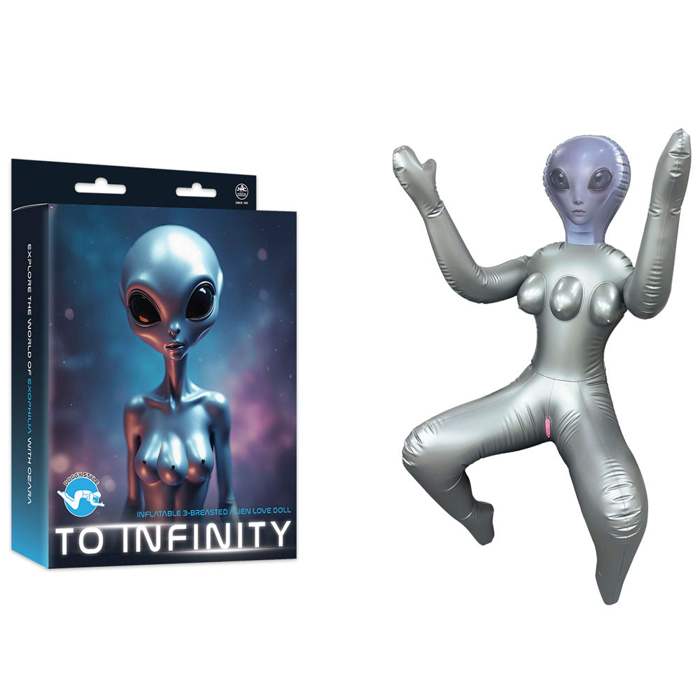 To Infinity - Silver Inflatable Squatting Alien Love Doll Excellent Power