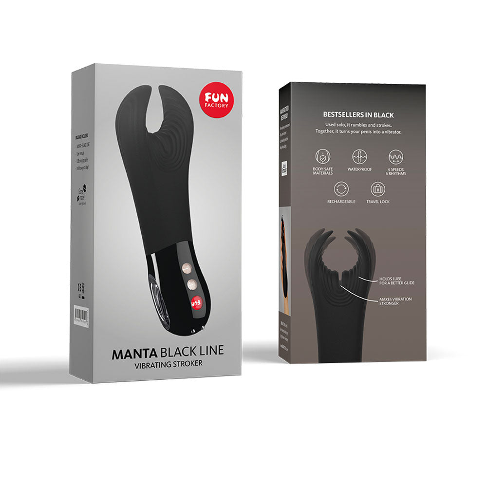 Fun Factory MANTA black - Black 18 cm USB Rechargeable Mens & Couples Vibrator Fun Factory