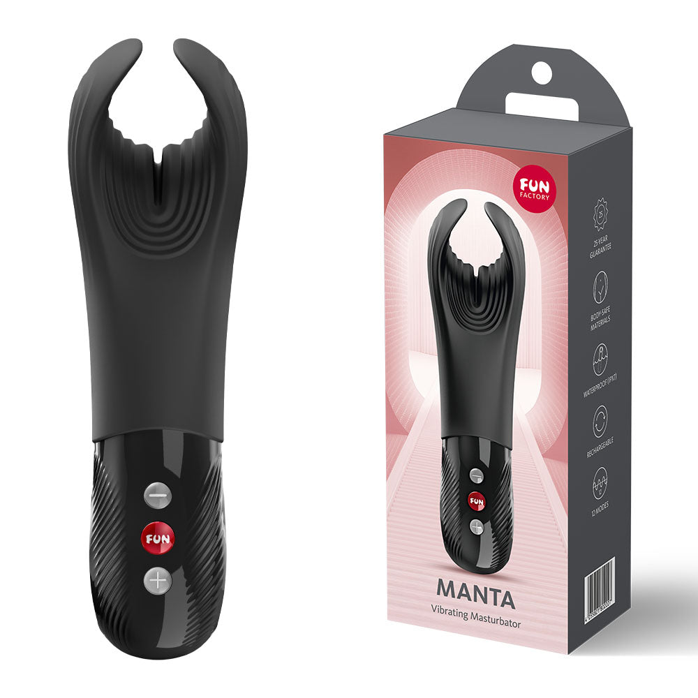 Fun Factory MANTA Black - Black USB-C Rechargeable Unisex Vibrator Fun Factory