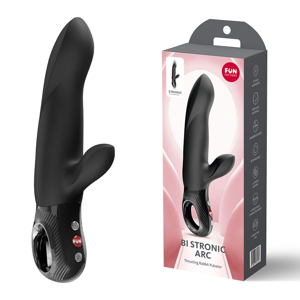 Fun Factory BI STRONIC ARC Black - Black 21.6 cm USB-C Rechargeable Thrusting Vibrator Fun Factory