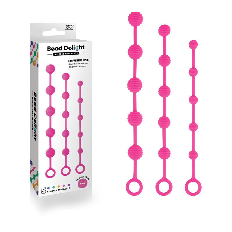 - Pink Anal Beads - Set of 3 Sizes Excellent Power