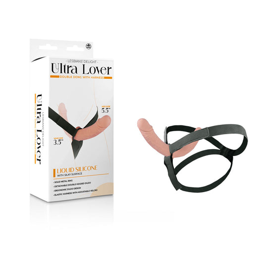Ultra Lover - Flesh - Flesh 14 cm Strap-On with 9 cm Internal Dildo Flesh - Club X