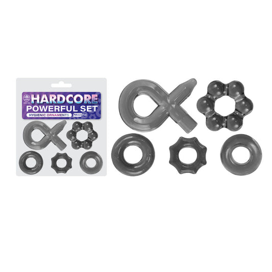 Hardcore Powerful Set Cock Rings - Set of 5 - Smoke Cock Rings - Set of 5 Excellent Power