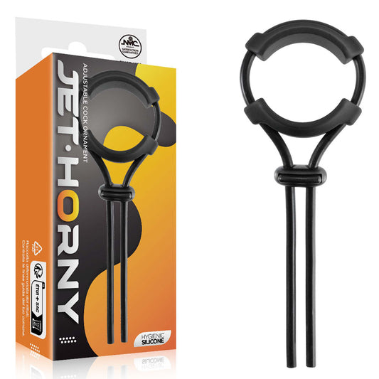 Jet Horny - Black Adjustable Cock Lasso Ring Black - Club X