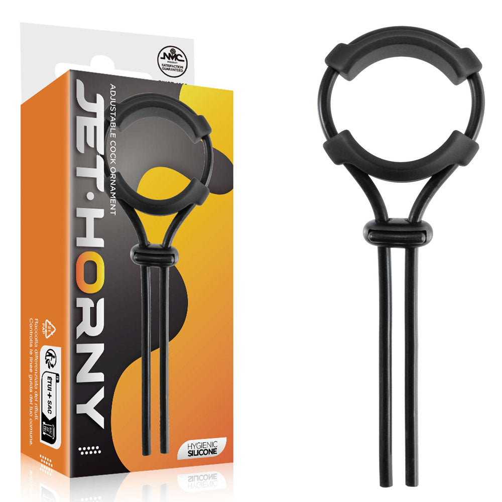 Jet Horny - Black Adjustable Cock Lasso Ring Excellent Power