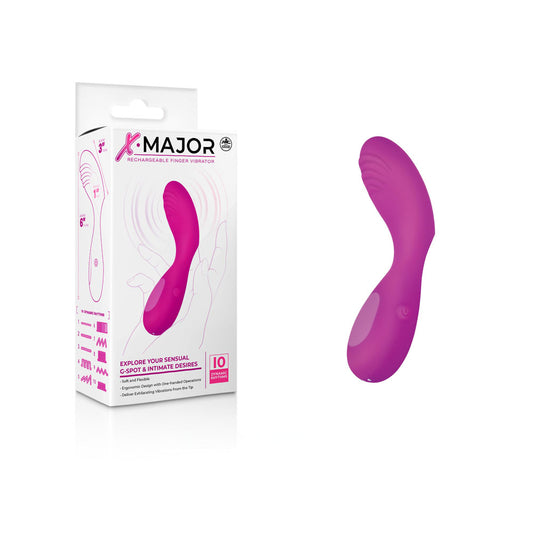 X Major Finger Vibe - Pink - Pink USB Rechargeable Finger Stimulator Pink - Club X
