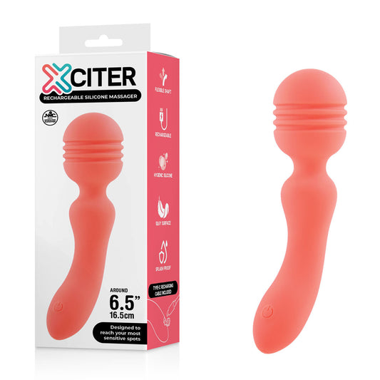 Xciter - Orange - Orange 16.5 cm USB Rechargeable Massage Wand Orange - Club X