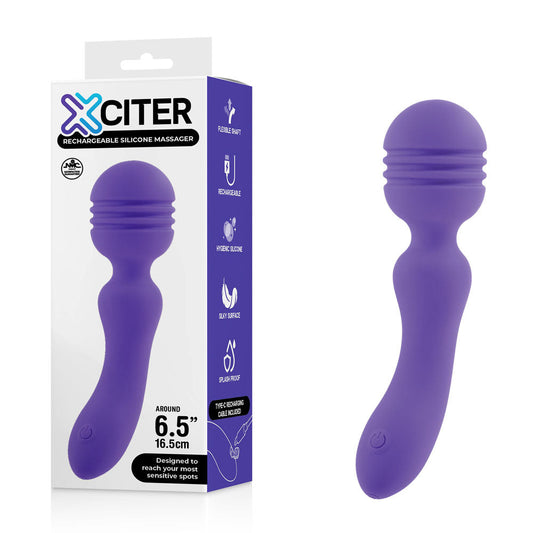 Xciter - Purple - Purple 16.5 cm USB Rechargeable Massage Wand Excellent Power