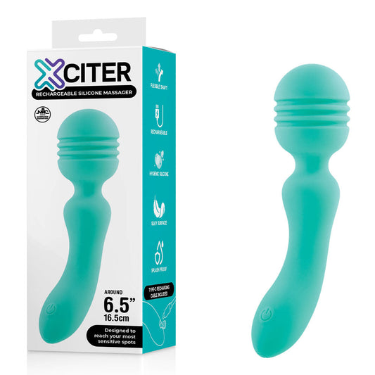 Xciter - Teal - Teal 16.5 cm USB Rechargeable Massage Wand Excellent Power