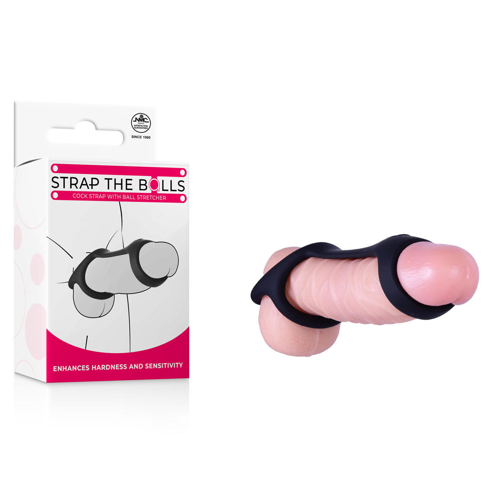 Strap The Balls - Black Cock Strap with Ball Stretcher Excellent Power