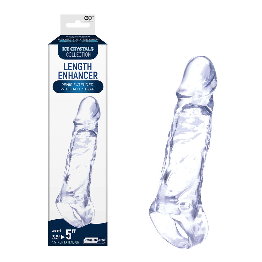 Ice Crystals 1.5 Inch Length Enhancer - Clear 1.5 Inch Penis Extension Sleeve Excellent Power