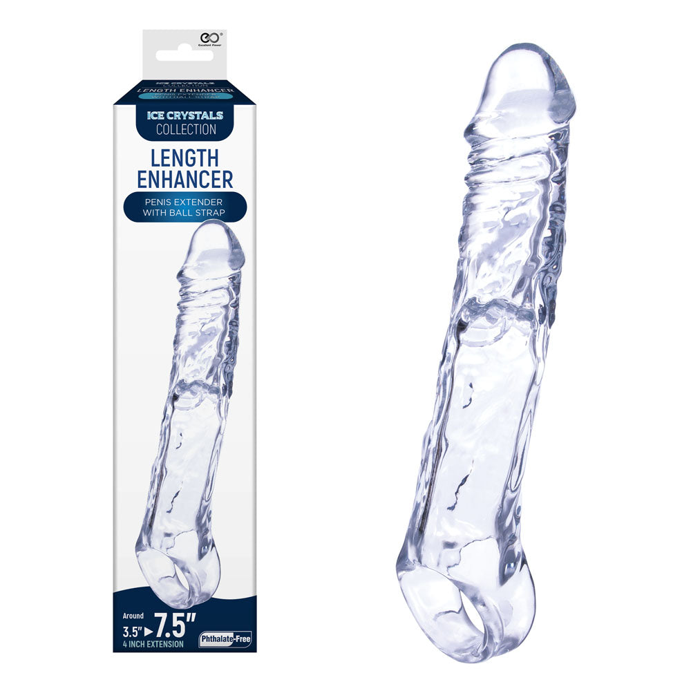 Ice Crystals 4 Inch Length Enhancer - Clear 4 Inch Penis Extension Sleeve Excellent Power