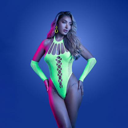 GLOW Pressure Point Teddy - OS - Glow In Dark Green - One Size