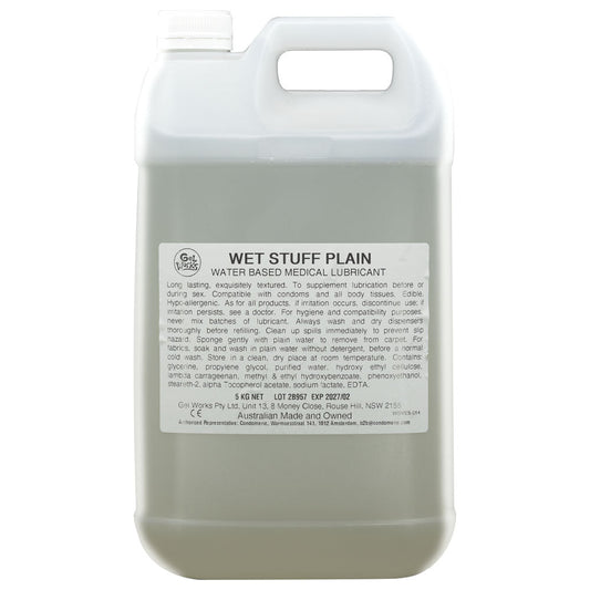 Wet Stuff Plain - 5kg Bottle - Water Based Lubricant with Vitamin E - 5 kg Bottle Wet Stuff
