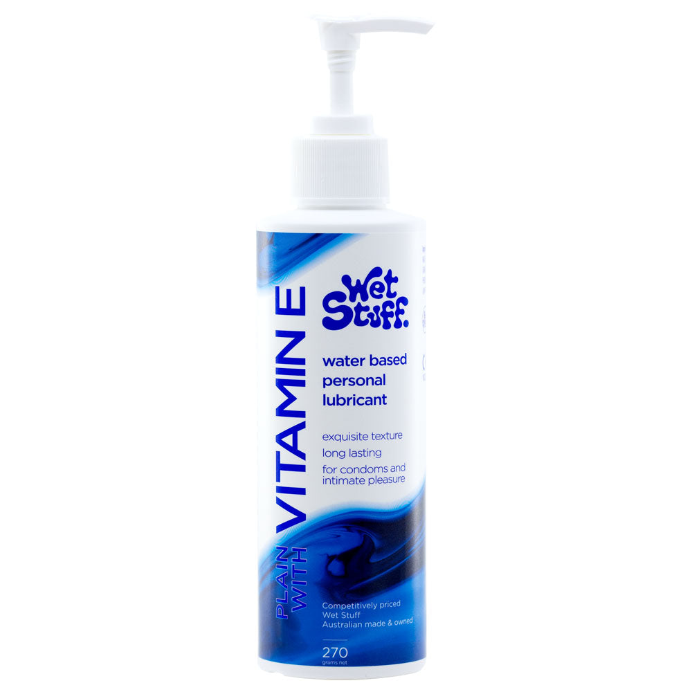 Wet Stuff Plain - 270g Pump - Water Based Lubricant with Vitamin E - 270 gram Pump Bottle Wet Stuff